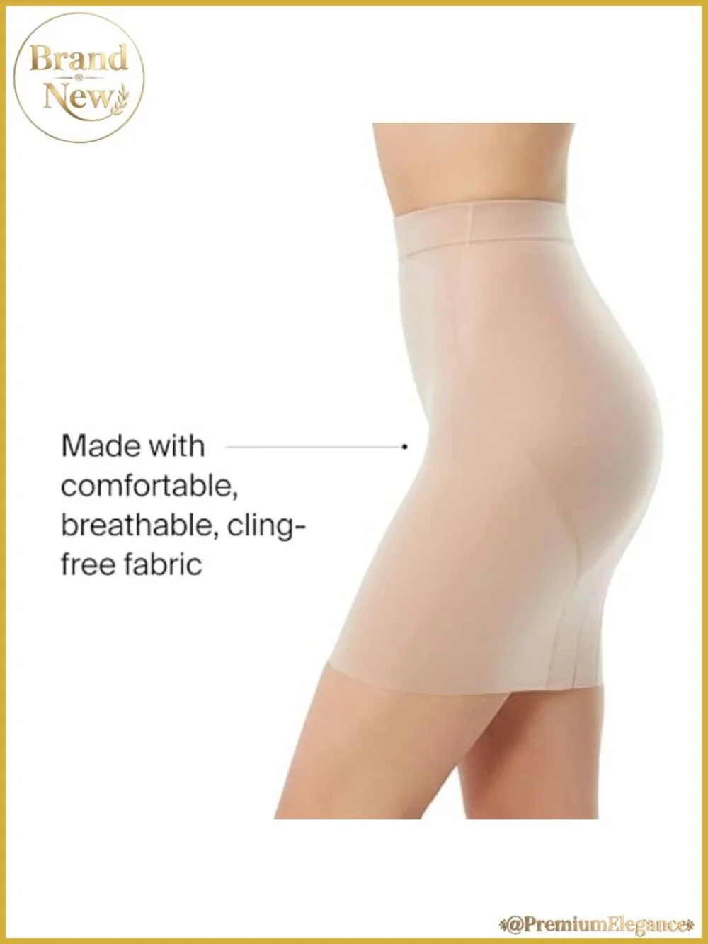 Control Half Slip Shapewear, Mid Thigh, Nylon Lycra, Tummy Control, Breathable,